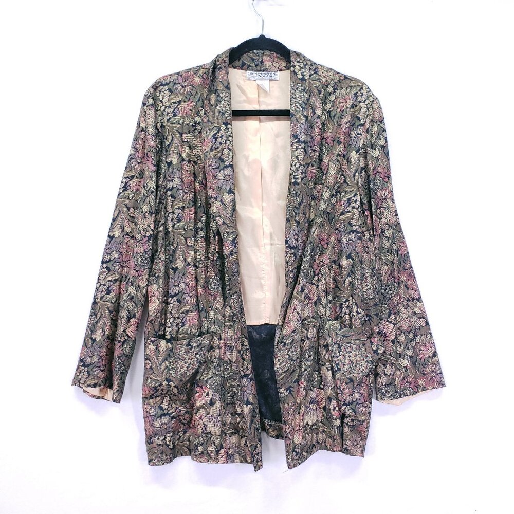 Vintage Kensington Square Petite Women's Blazer Size M Floral Forest Fairy